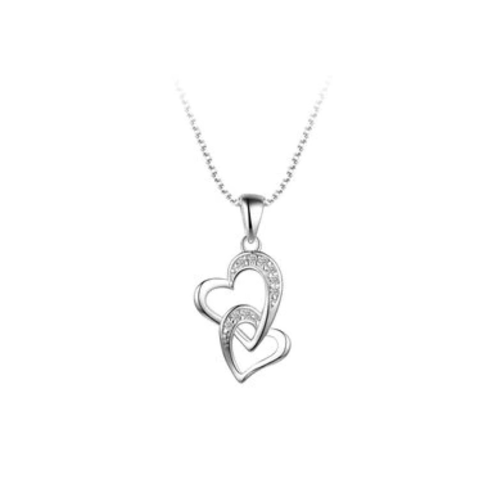 Double Heart Sterling Silver Necklace